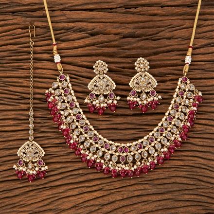 Antique Reverse Ad Necklace With Mehndi Plating