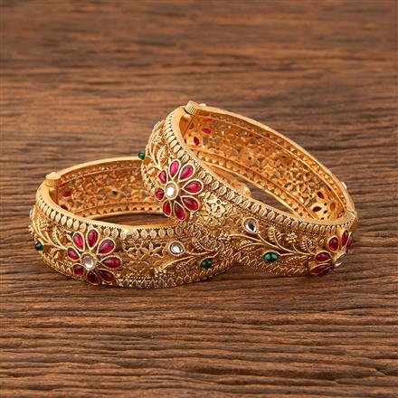Antique Openable Bangles With Matte Gold Plating