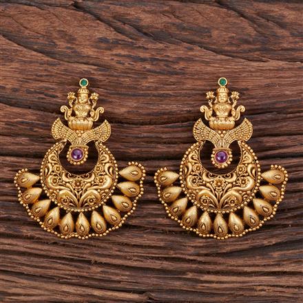 Antique South Indian Earring With Matte Gold Plating