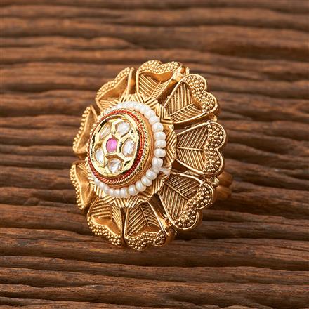 Antique Adjustable Ring With Matte Gold Plating