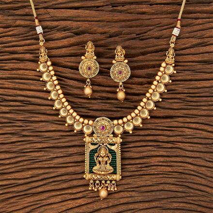 Antique South Indian Necklace With Matte Gold Plating