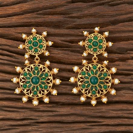 Antique Moti Earring With Matte Gold Plating