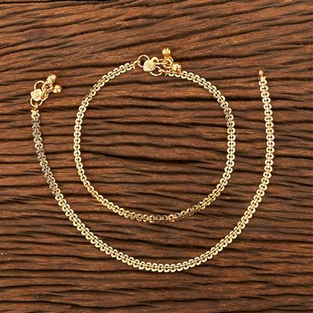 Antique Plain Gold Payal With Gold Plating