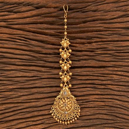 Antique Moti Tikka With Matte Gold Plating