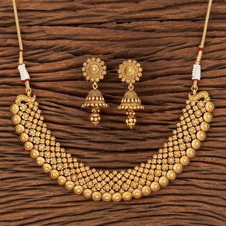 Antique Plain Matte Gold Necklace With Matte Gold Plating