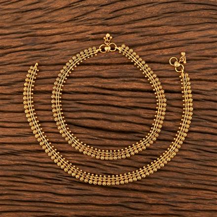 Antique Plain Matte Gold Payal With Matte Gold Plating