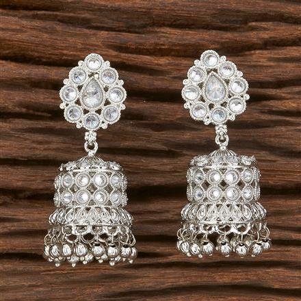 Antique Jhumki With Rhodium Plating