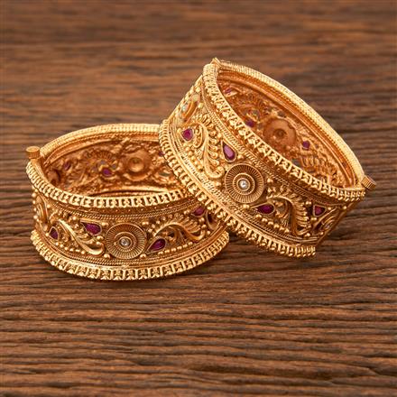 Antique Openable Bangles With Matte Gold Plating