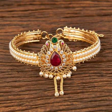 Antique Peacock Baju Band With Gold Plating