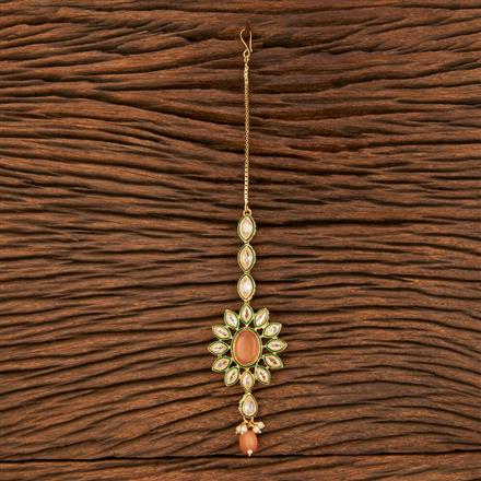 Antique Monalisa Stone Tikka With Gold Plating