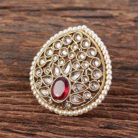 Antique Reverse Ad Stone Ring With Mehndi Plating