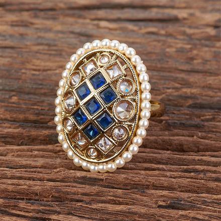 Antique Reverse Ad Stone Ring With Mehndi Plating