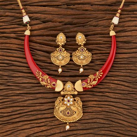 Antique Classic Necklace With Matte Gold Plating