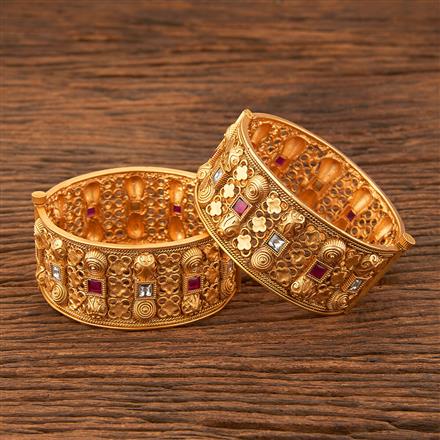 Antique Openable Bangles With Matte Gold Plating