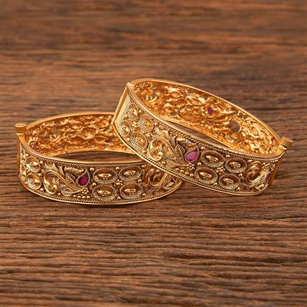 Antique Openable Bangles With Matte Gold Plating