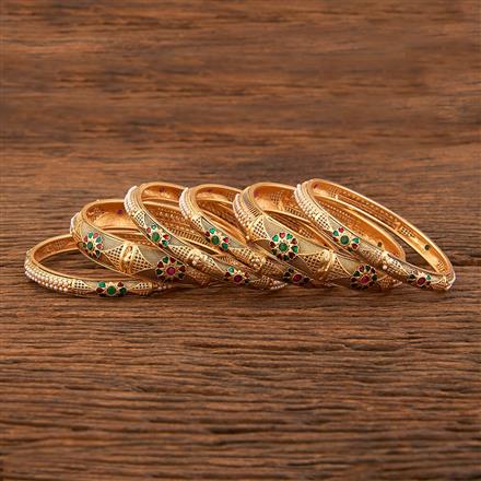 Antique Moti Bangles With Matte Gold Plating