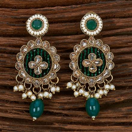 Antique Reverse Ad Stone Earring With Mehndi Plating