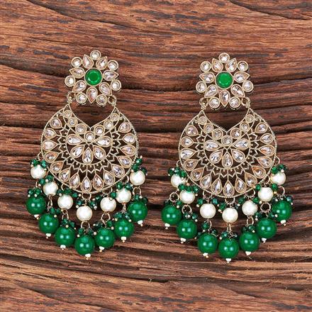 Antique Reverse Ad Stone Earring With Mehndi Plating