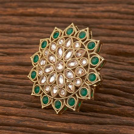 Antique Reverse Ad Stone Ring With Mehndi Plating