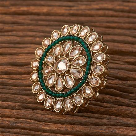 Antique Reverse Ad Stone Ring With Mehndi Plating