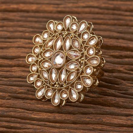 Antique Reverse Ad Stone Ring With Mehndi Plating