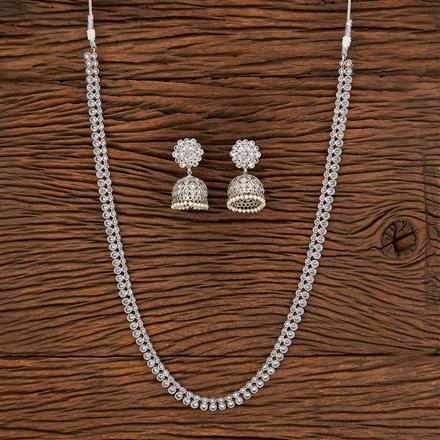 Antique Long Necklace With Rhodium Plating