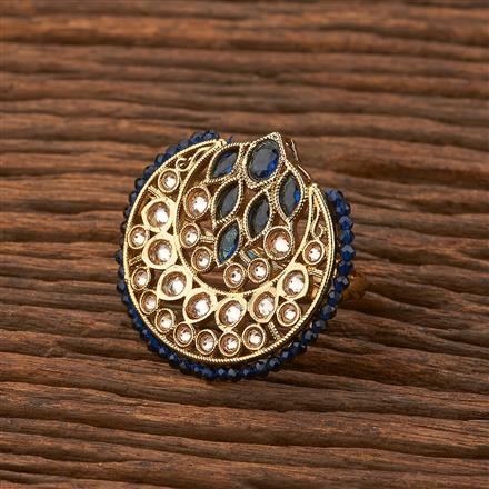 Antique Reverse Ad Stone Ring With Mehndi Plating