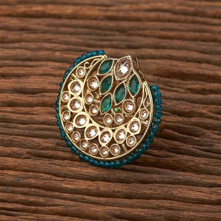 Antique Reverse Ad Stone Ring With Mehndi Plating
