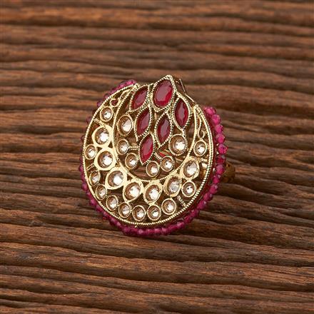 Antique Reverse Ad Stone Ring With Mehndi Plating