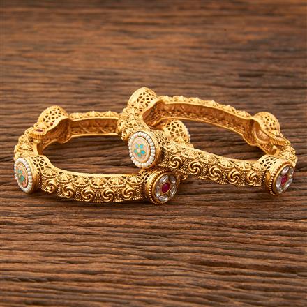 Antique Openable Bangles With Matte Gold Plating