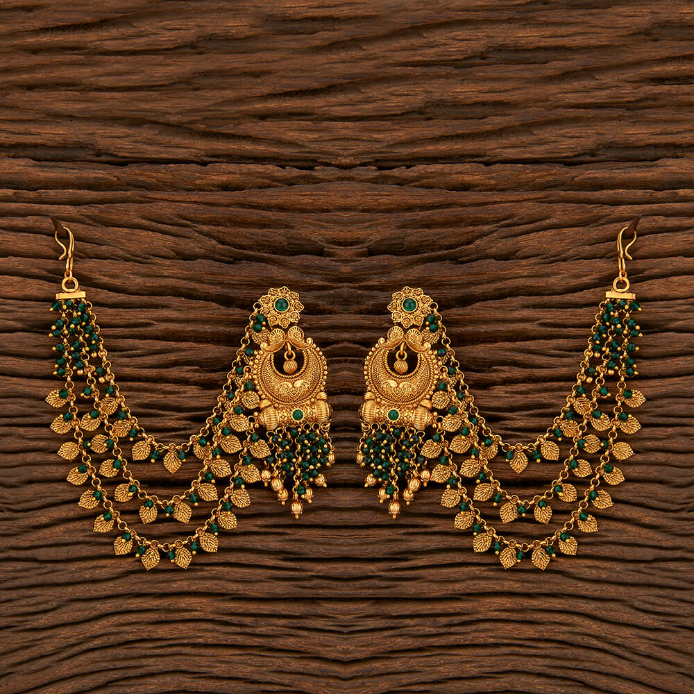 Buy Antique Bahubali Earring With Matte Gold Plating 213844 - Main Image