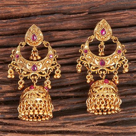 Antique Chand Earring With Matte Gold Plating
