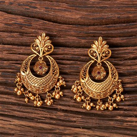 Antique Chand Earring With Matte Gold Plating
