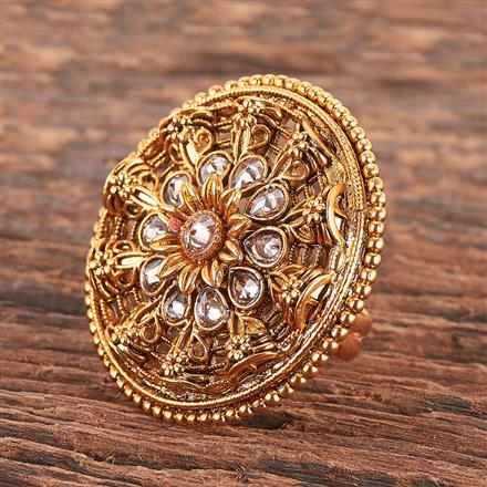 Antique Adjustable Ring With Matte Gold Plating