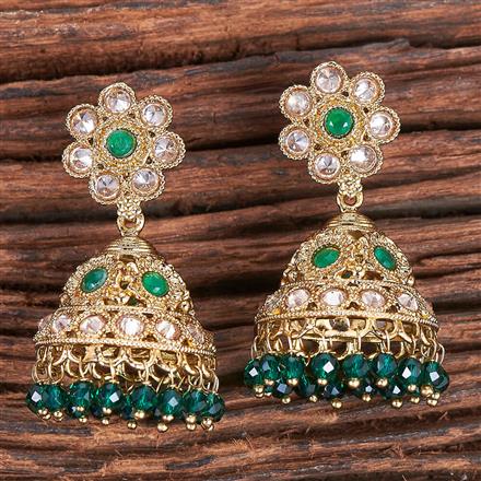 Antique Reverse Ad Stone Earring With Mehndi Plating