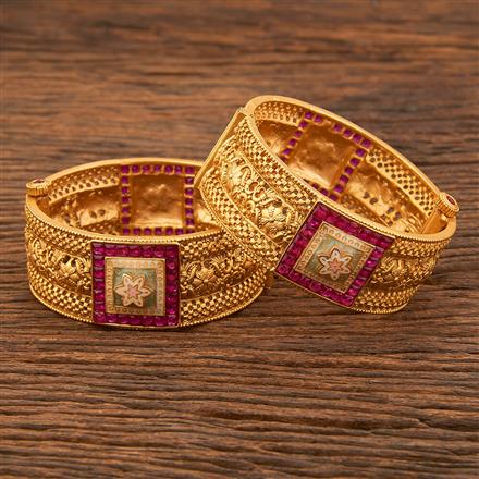 Antique Meenakari Bangles With Matte Gold Plating