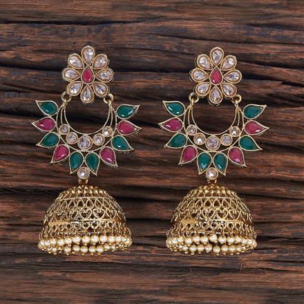Antique Jhumki With Mehndi Plating