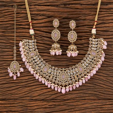 Antique Moti Necklace With Mehndi Plating