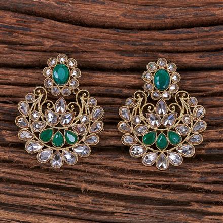 Antique Reverse Ad Stone Earring With Mehndi Plating