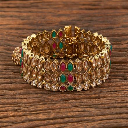 Antique Adjustable Bracelet With Mehndi Plating