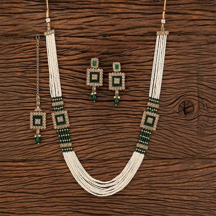 Antique Reverse Ad Stone Necklace With Mehndi Plating