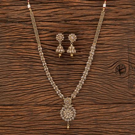 Antique Reverse Ad Stone Necklace With Mehndi Plating