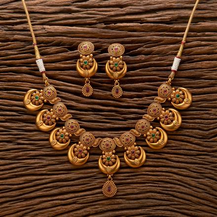 Antique Classic Necklace With Matte Gold Plating