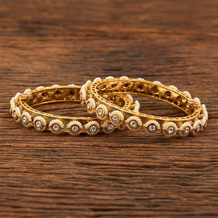 Antique Pearl Bangles With Matte Gold Plating