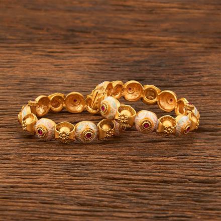 Antique Meenakari Bangles With Matte Gold Plating