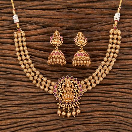 Antique South Indian Necklace With Matte Gold Plating