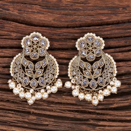 Antique Reverse Ad Stone Earring With Mehndi Plating