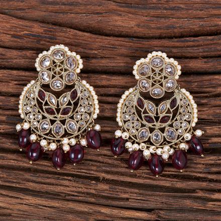 Antique Reverse Ad Stone Earring With Mehndi Plating