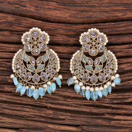Antique Reverse Ad Stone Earring With Mehndi Plating