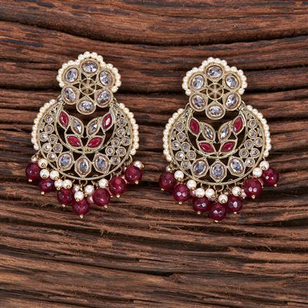 Antique Reverse Ad Stone Earring With Mehndi Plating